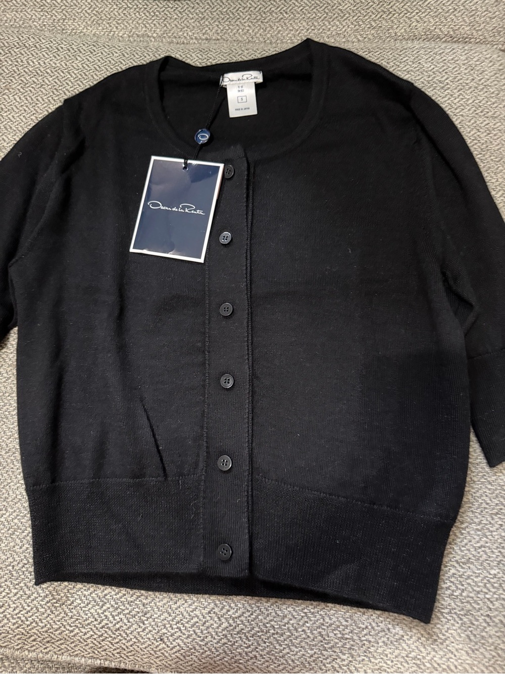 Oscar de la Renta Black Button-Front Women's Cardigan